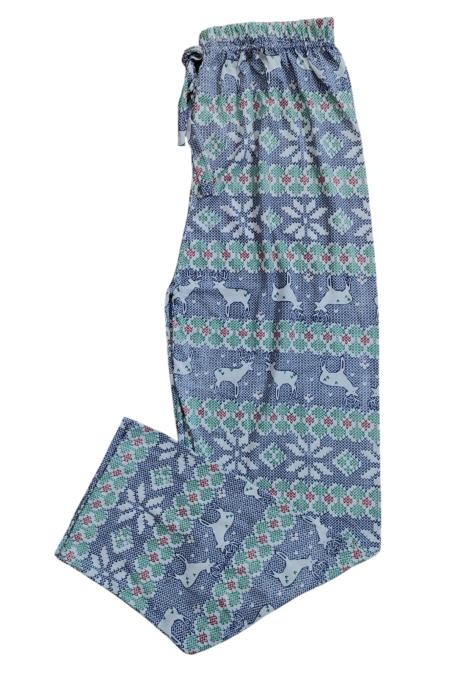 Pantaloni pijama dama Craciun,Culoare Albastru cu Verde ,Engros